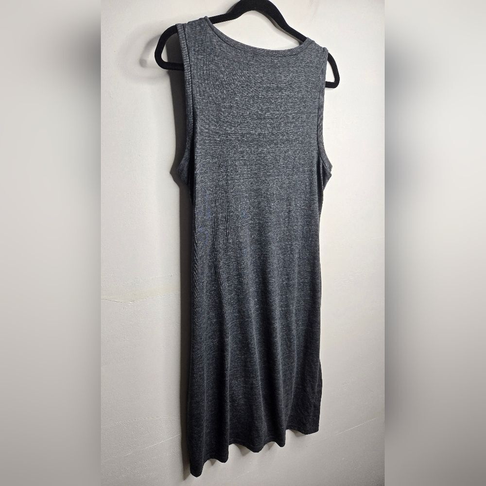 Leith Nordstrom Ruched Asymmetrical Sleeveless Dress Dark Gray Women's Large - Picture 7 of 7